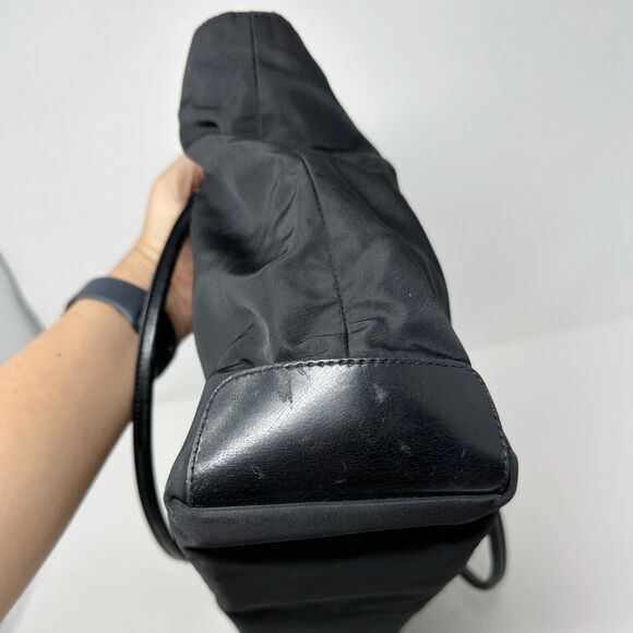 Prada Black Tessuto Nylon Tote Bag with Leather Trim – Triangle Logo - Picture 8 of 14